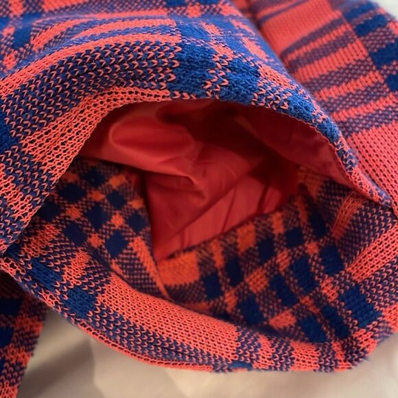 Cynthia Rowley Lincoln Orange Blue Knit Plaid Pants Womens Size 6 - Picture 11 of 14